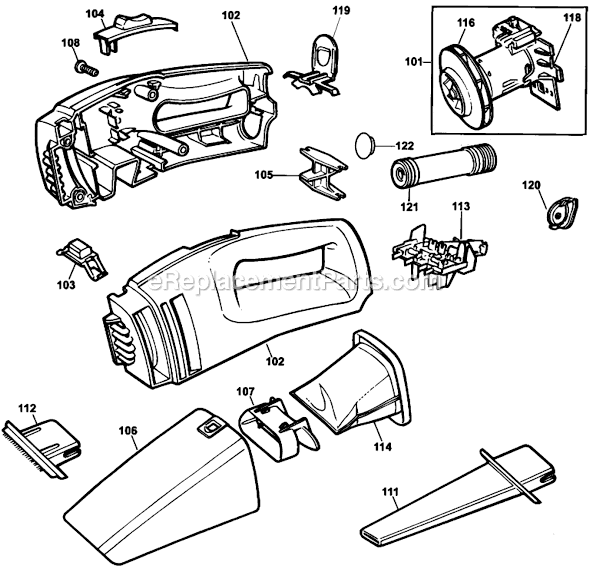 Page A Diagram and Parts List for VP321  Black and Decker Hand Vacuum